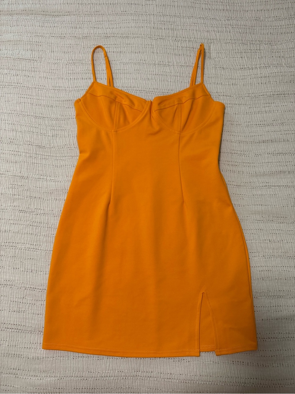 Sleek Orange Spaghetti-Strap Mini Dress
